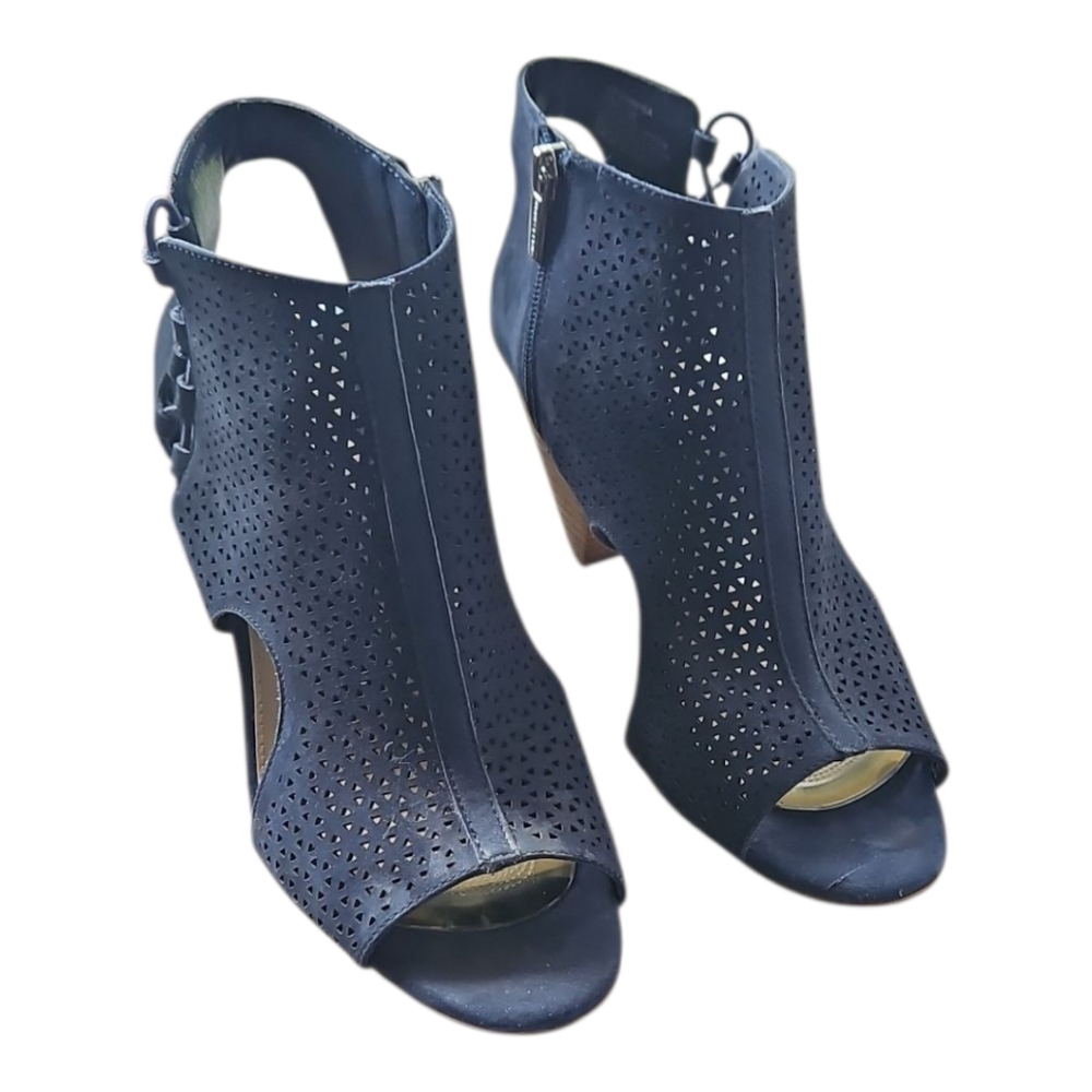 Vince Camuto Open Toe Sandle Bootie. Navy Suede. Womens 8 - Picture 6 of 6